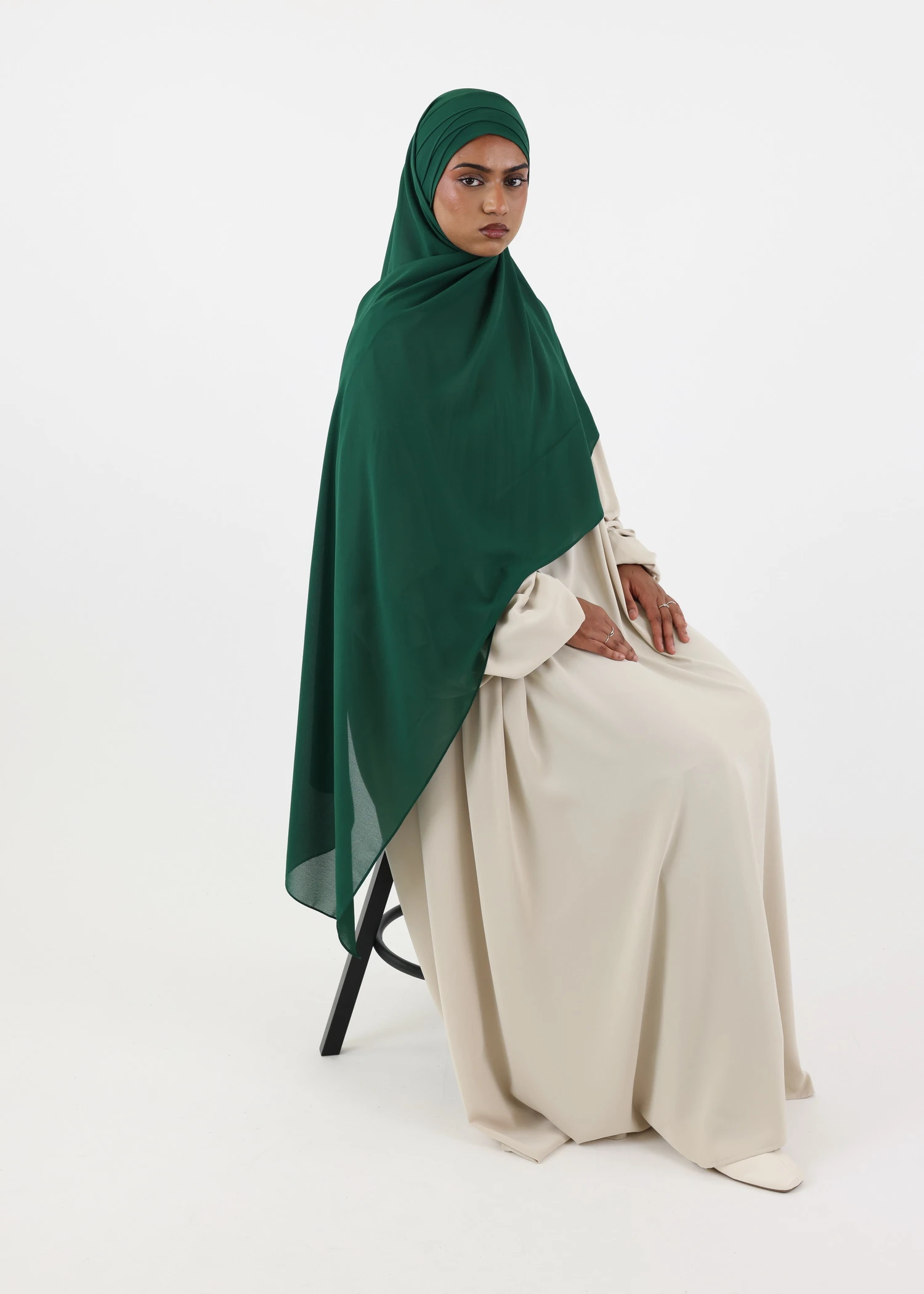 Criss Cross Chiffon Instant Hijab Forest Green