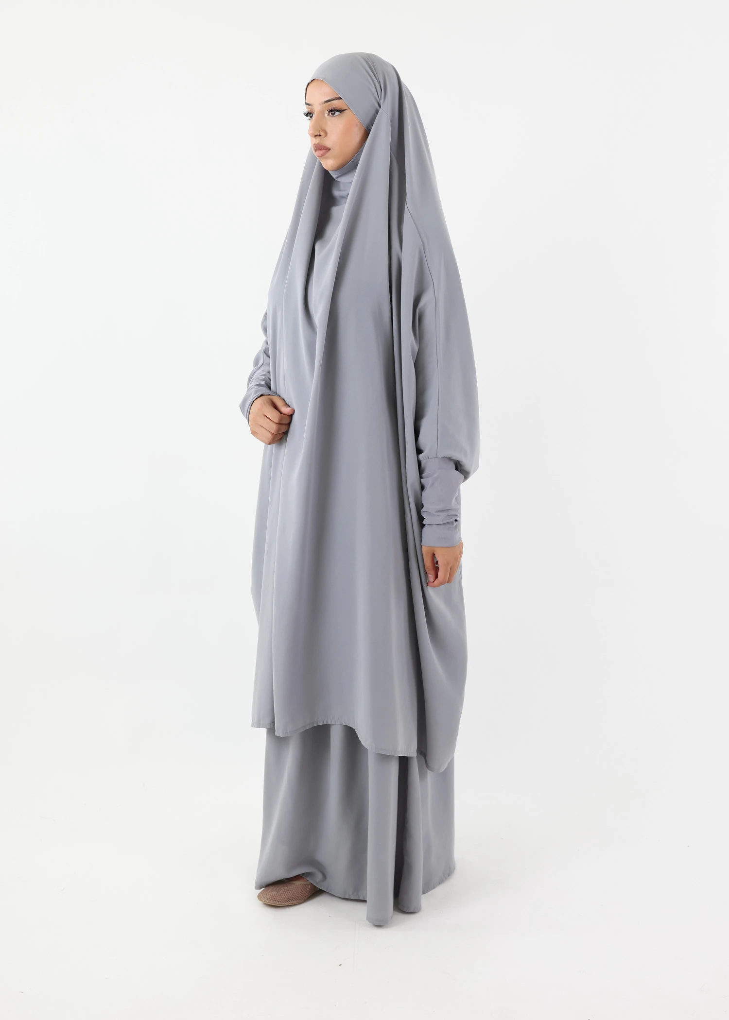 Jilbab Classic Lycra cuffs Light Grey