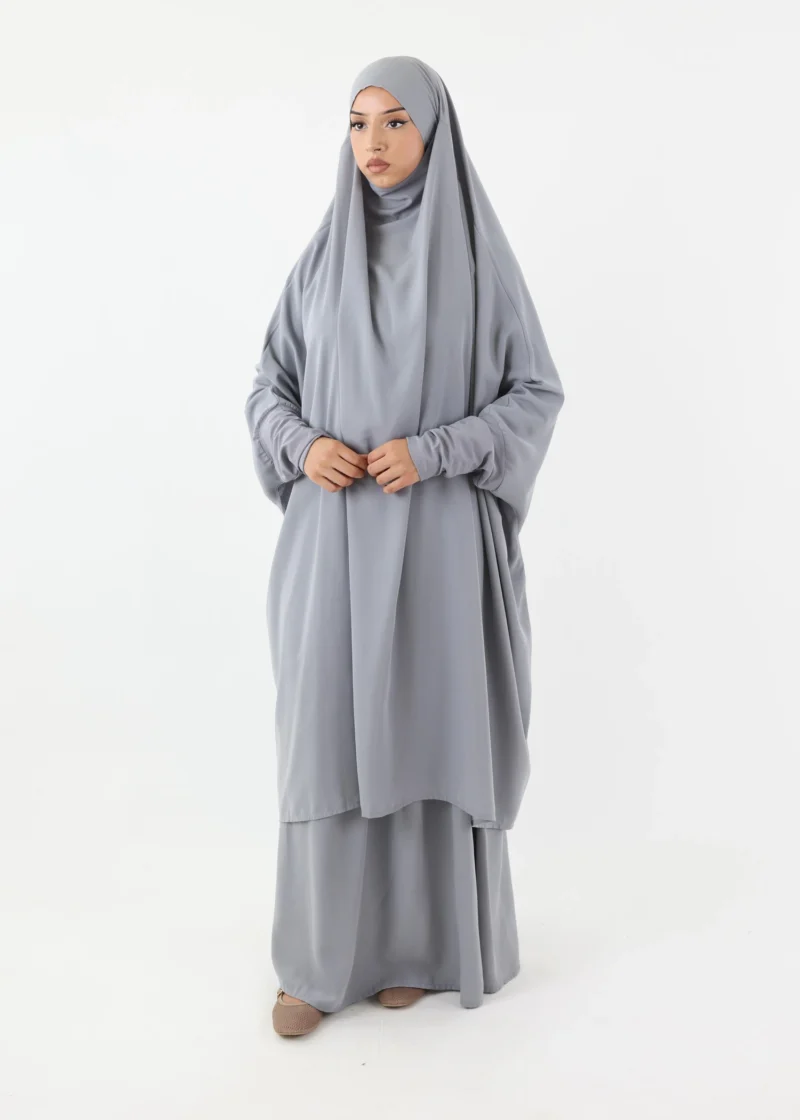 Jilbab Classic Lycra cuffs Light Grey - Image 3