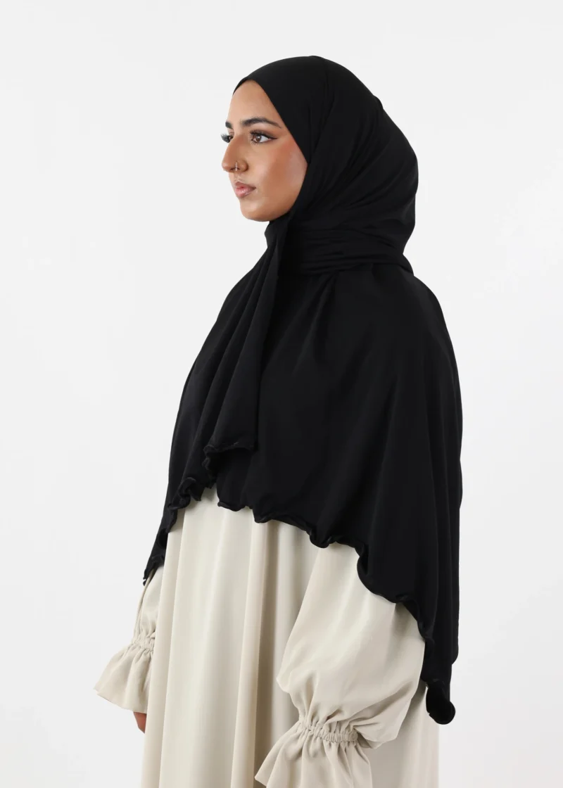 El Malika Premium Jersey Hijab Black - Image 3