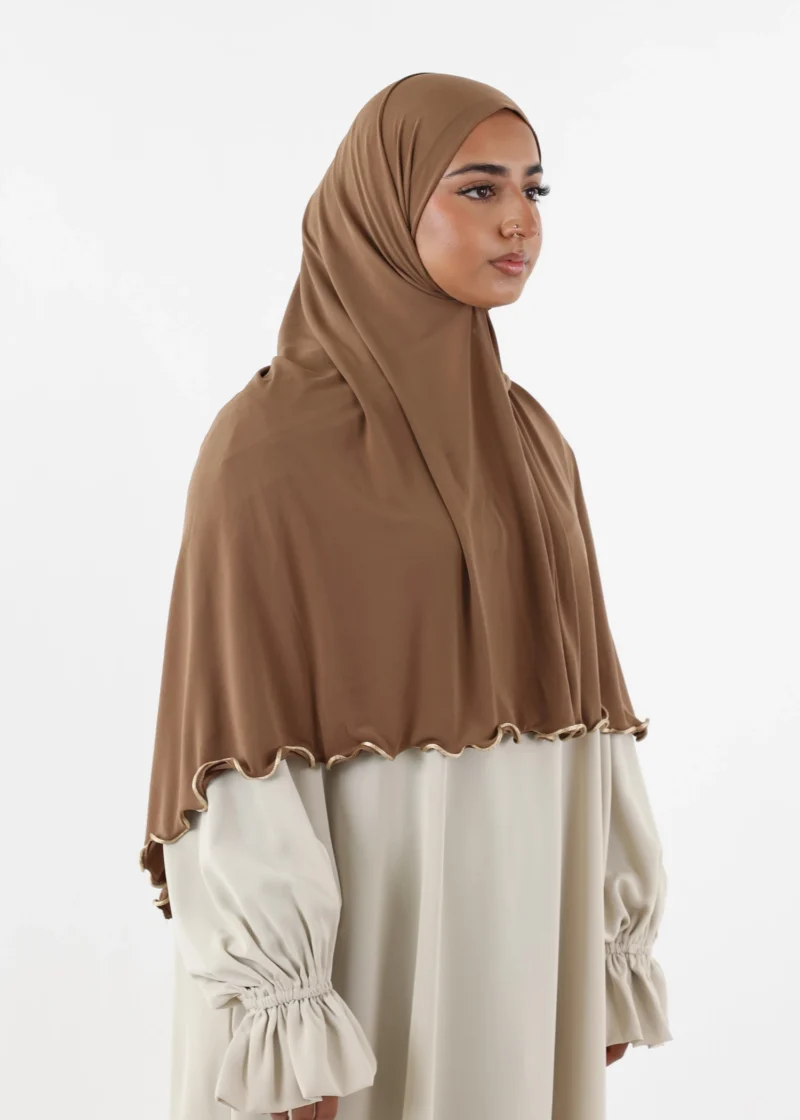 El Malika Premium Jersey Hijab Dark Camel - Image 3