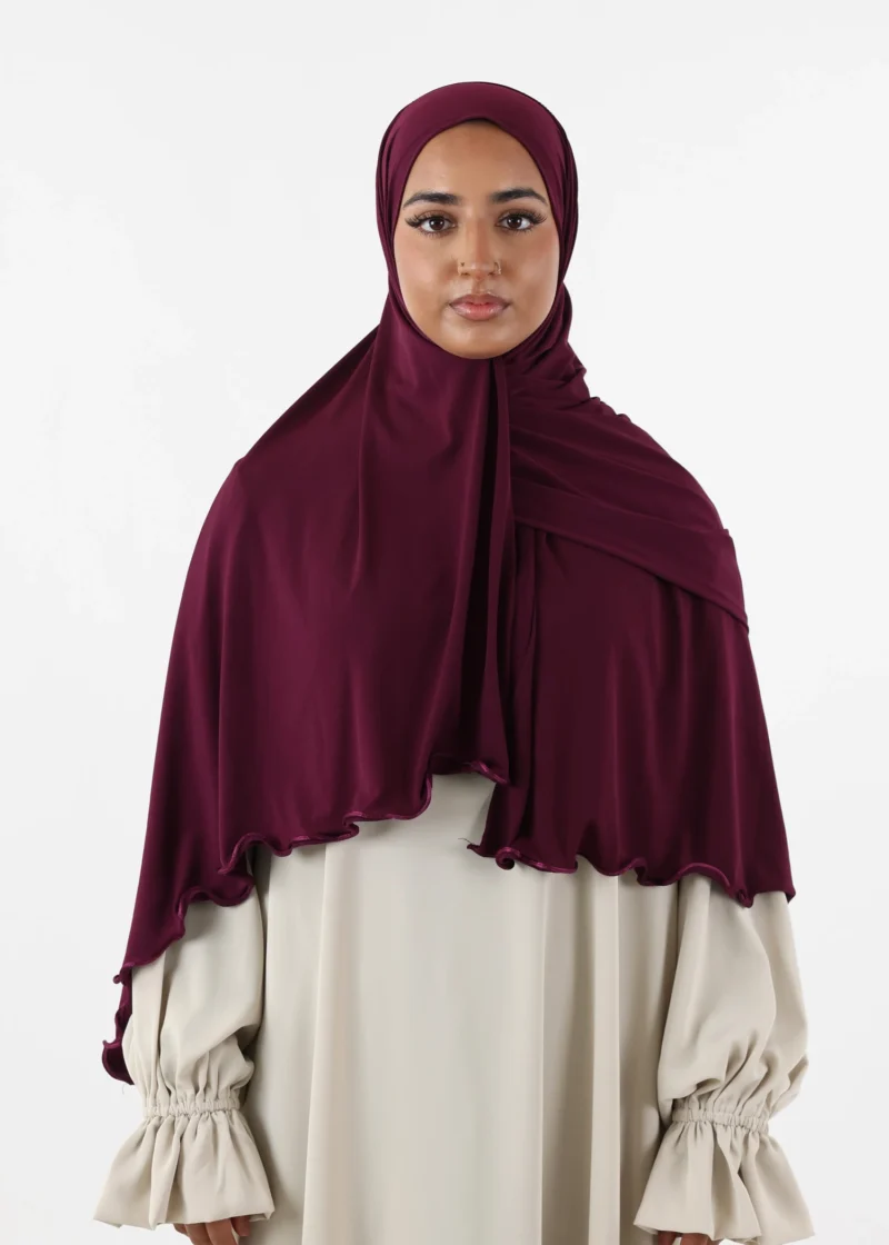 El Malika Premium Jersey Hijab Dark Purple - Image 3