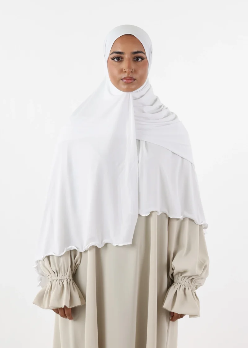 El Malika Premium Jersey Hijab White