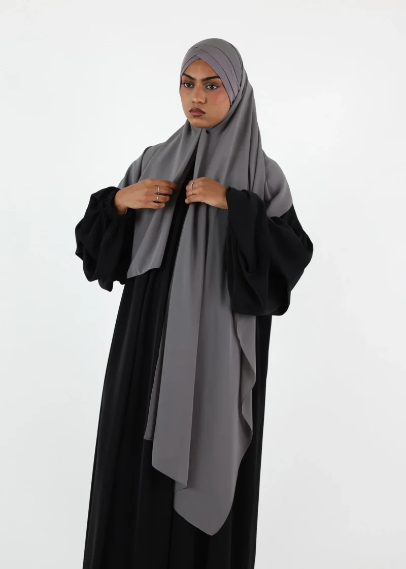 Alternative view of Chiffon with Jersey Cap Instant Hijab Grey