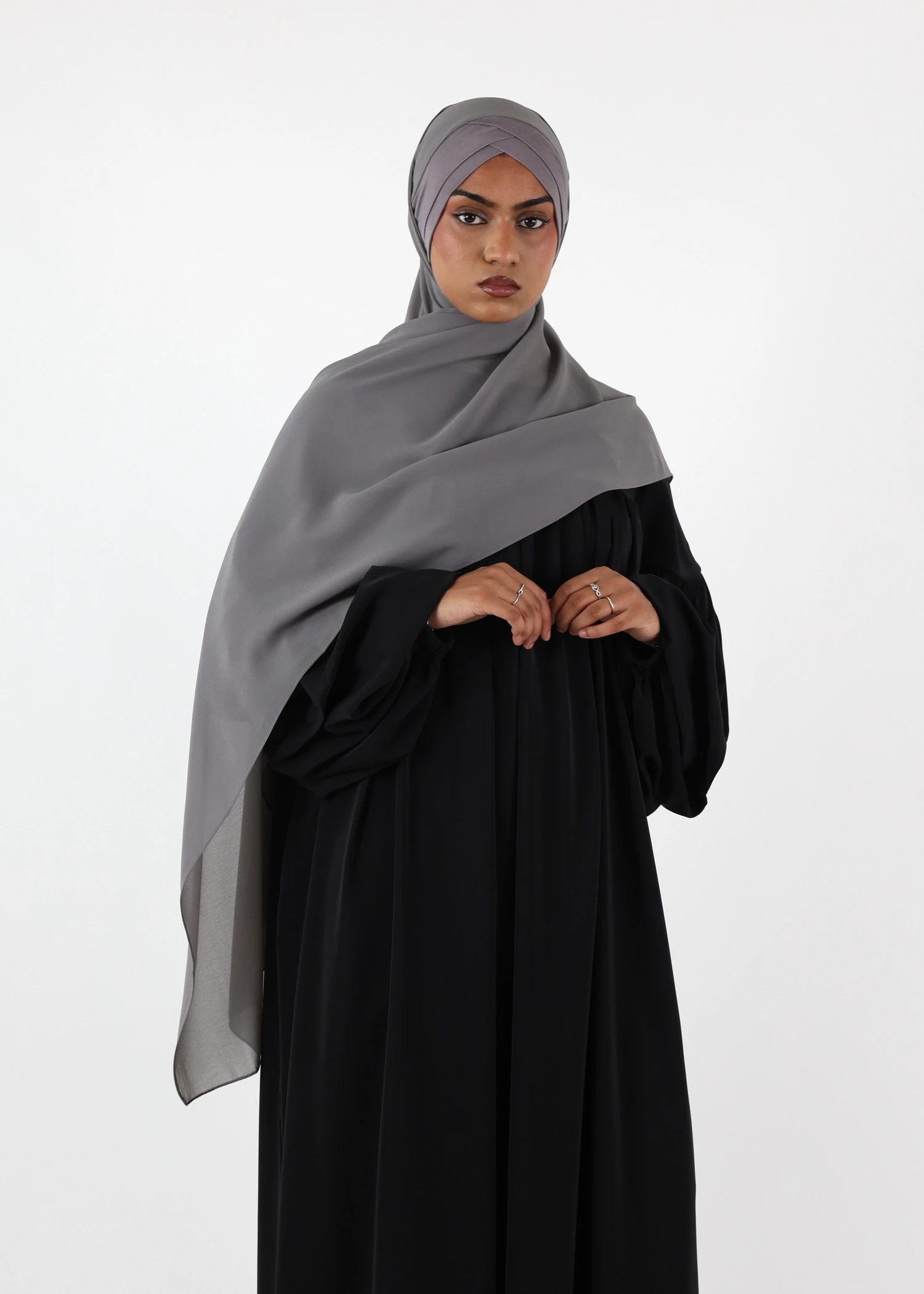 Chiffon with Jersey Cap Instant Hijab Grey