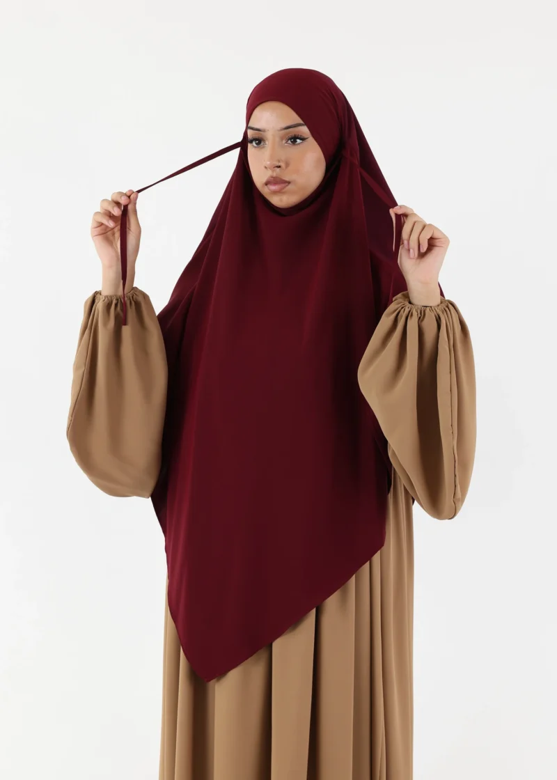 Khimar Niqab 2 Layer Medium Bi Material Burgundy - Image 4