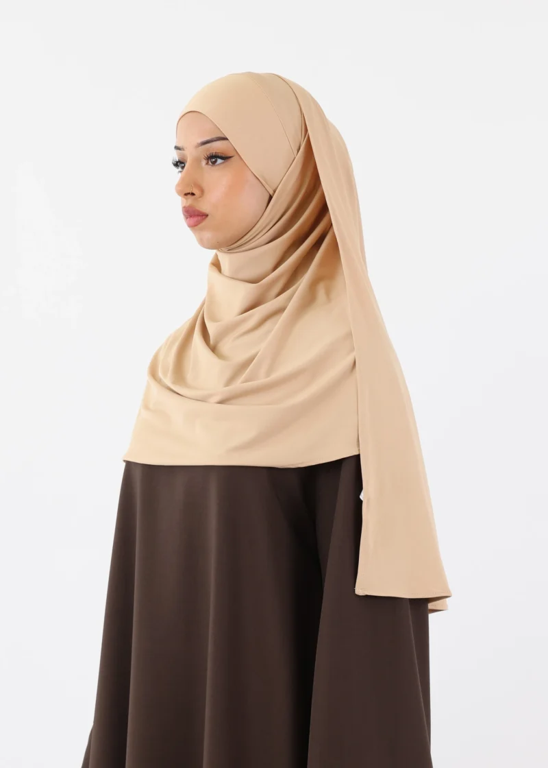 Premium Oval Instant Hijab Beige - Image 5