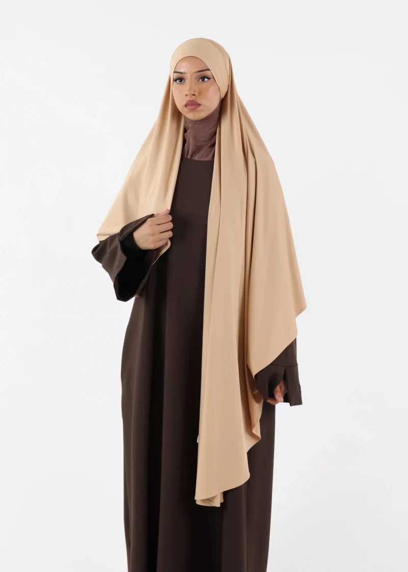 Premium Oval Instant Hijab Beige - Image 3