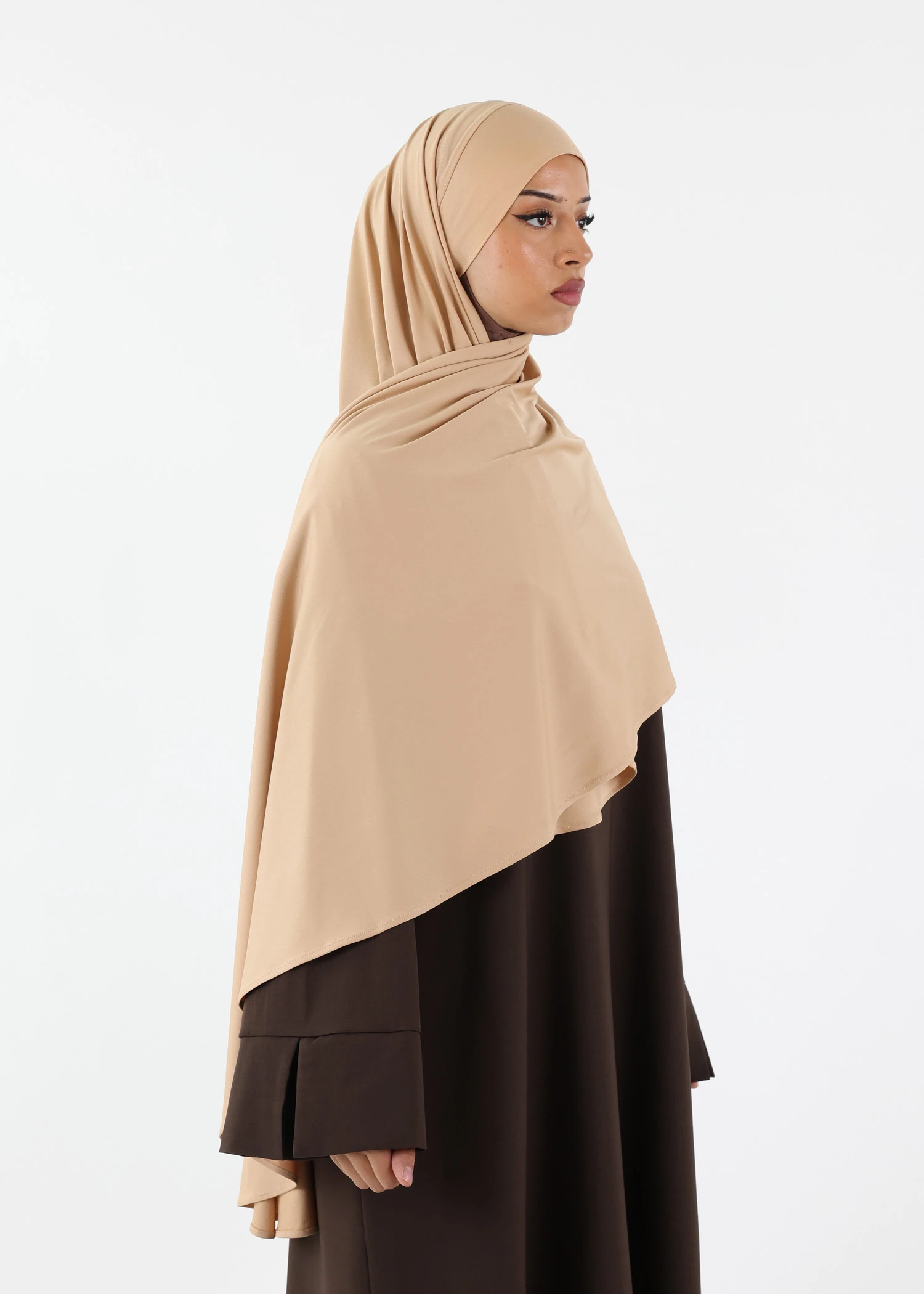 Premium Oval Instant Hijab Beige