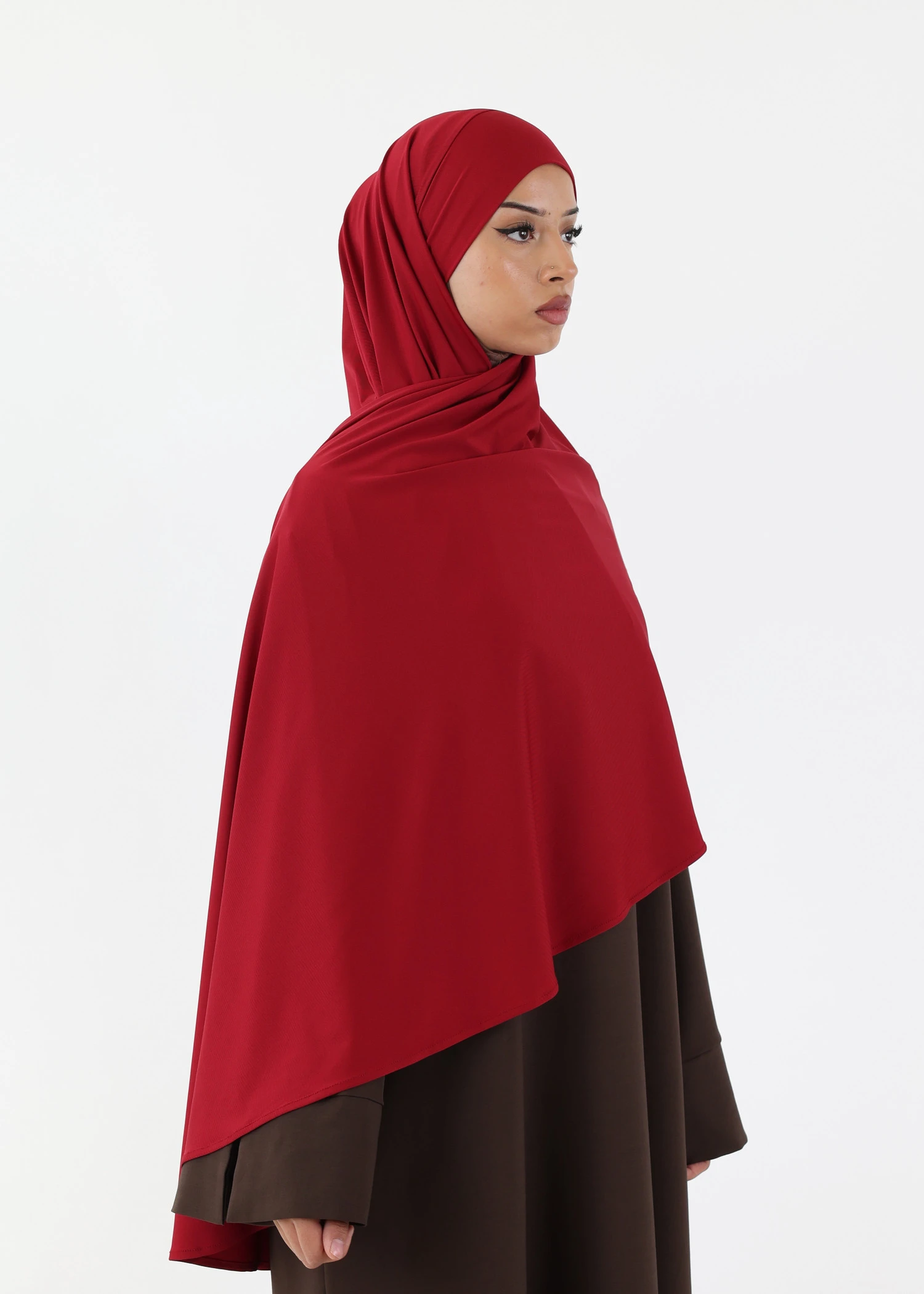 Premium Oval Instant Hijab Burgundy