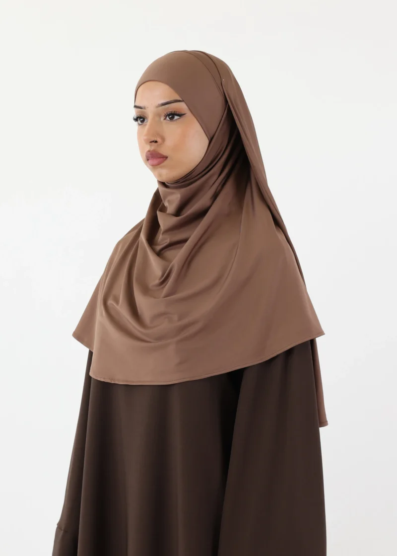 Premium Oval Instant Hijab Dark Taupe - Image 3