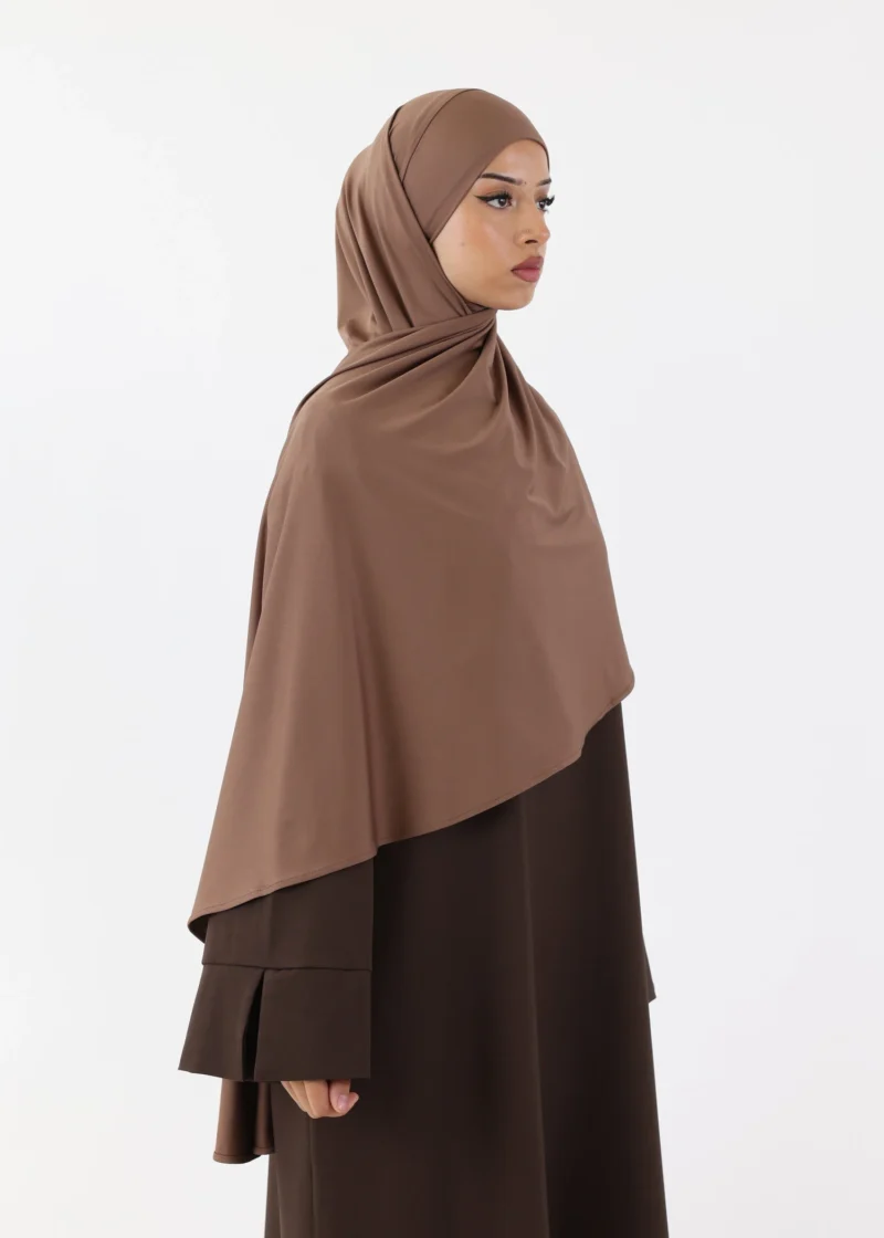 Premium Oval Instant Hijab Dark Taupe