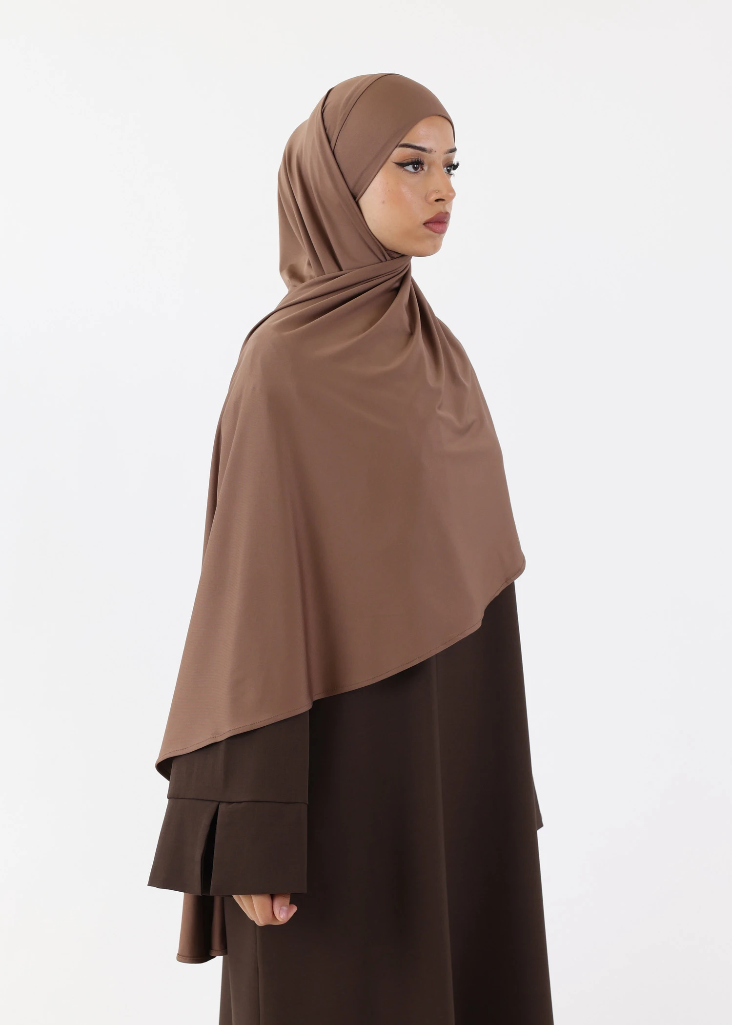 Premium Oval Instant Hijab Dark Taupe