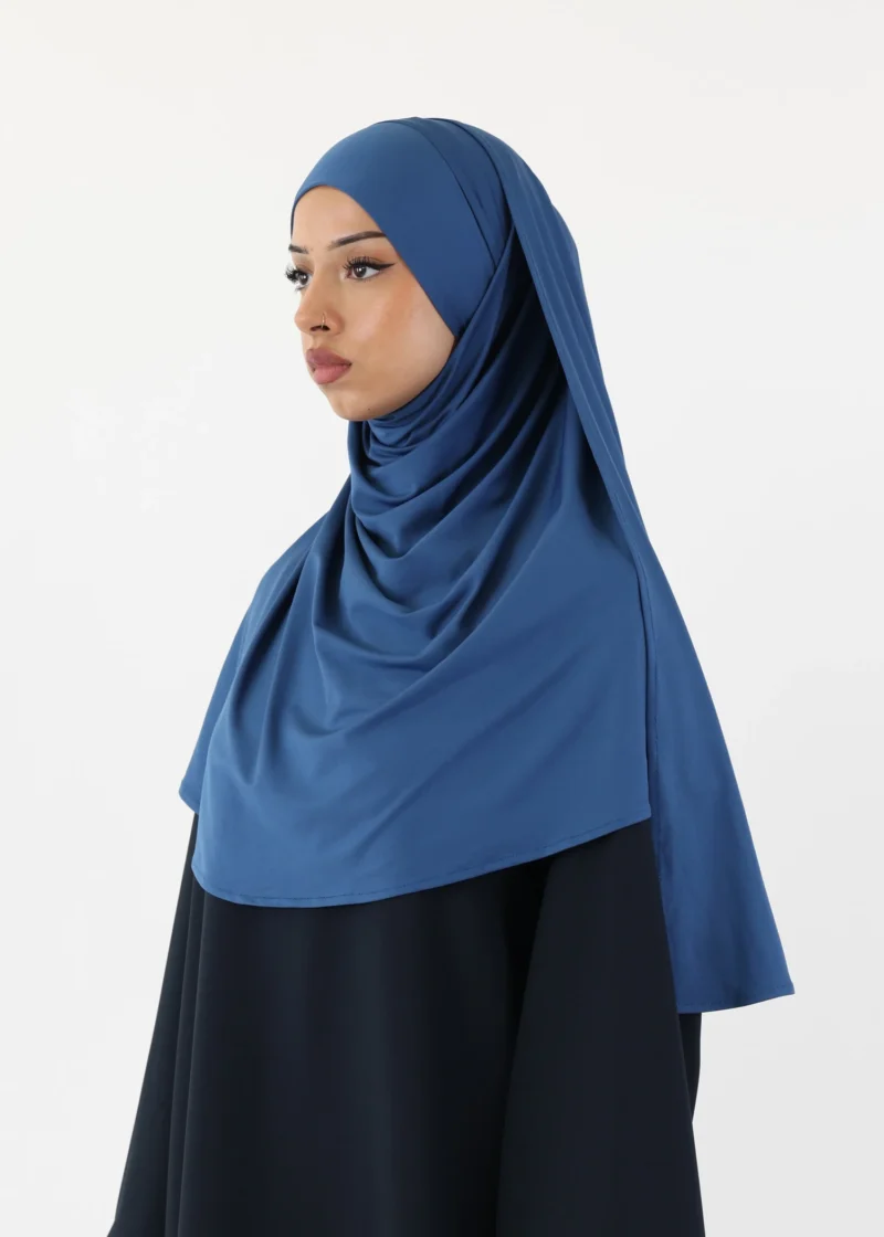 Premium Oval Instant Hijab Blue Denim - Image 4