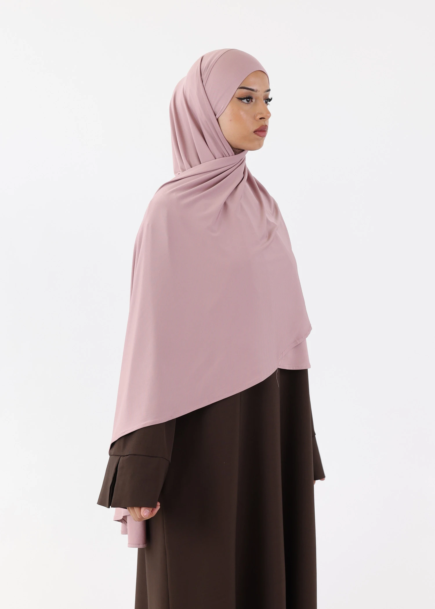 Premium Oval Instant Hijab Dusty Pink