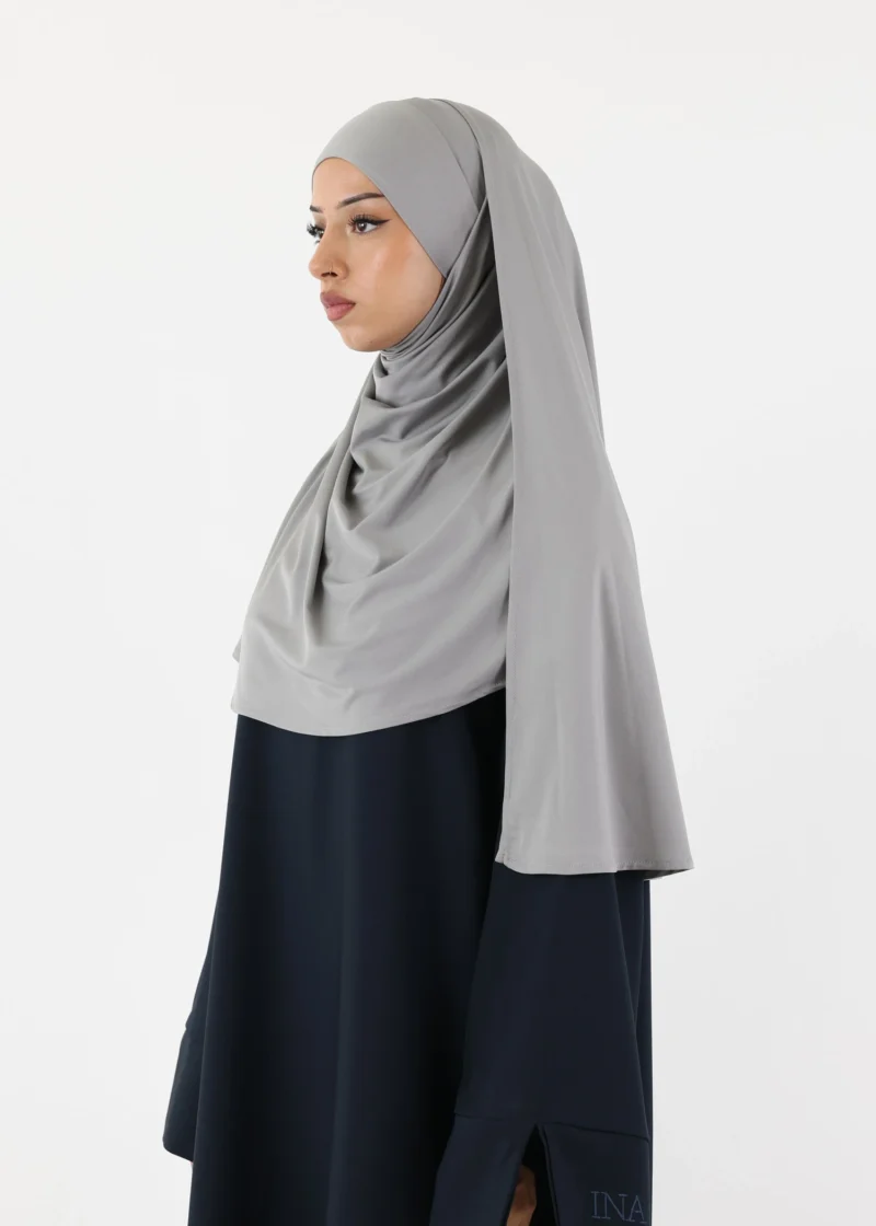 Premium Oval Instant Hijab Grey - Image 4