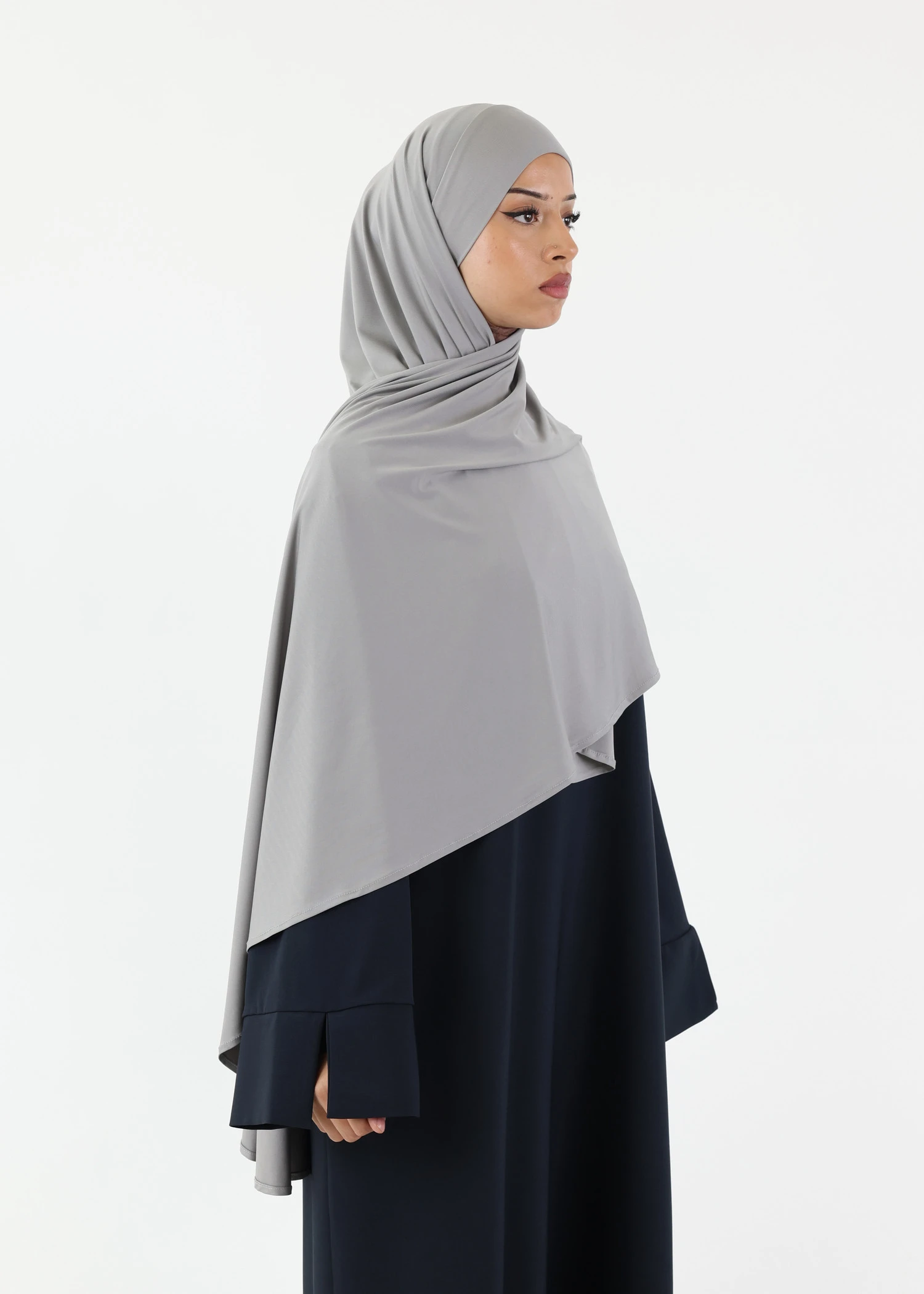 Premium Oval Instant Hijab Grey