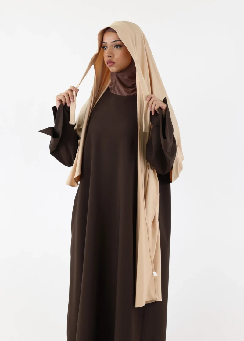 Premium Oval Instant Hijab Light Beige - Image 3