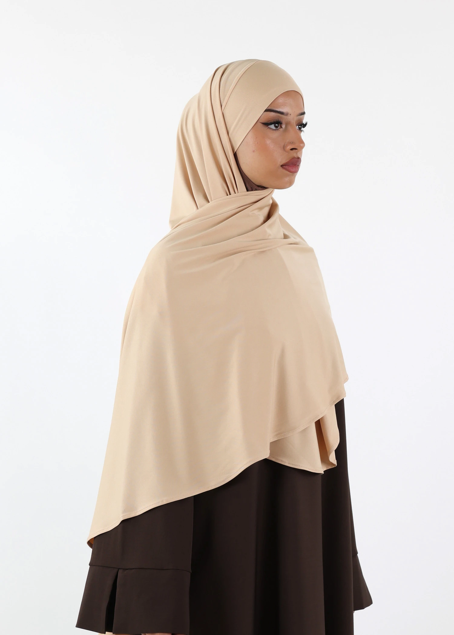 Premium Oval Instant Hijab Light Beige