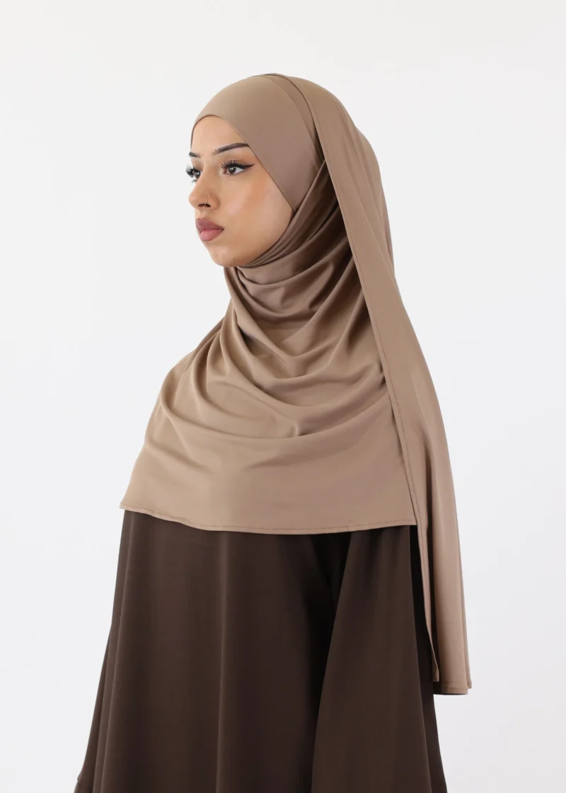 Premium Oval Instant Hijab Taupe - Image 4
