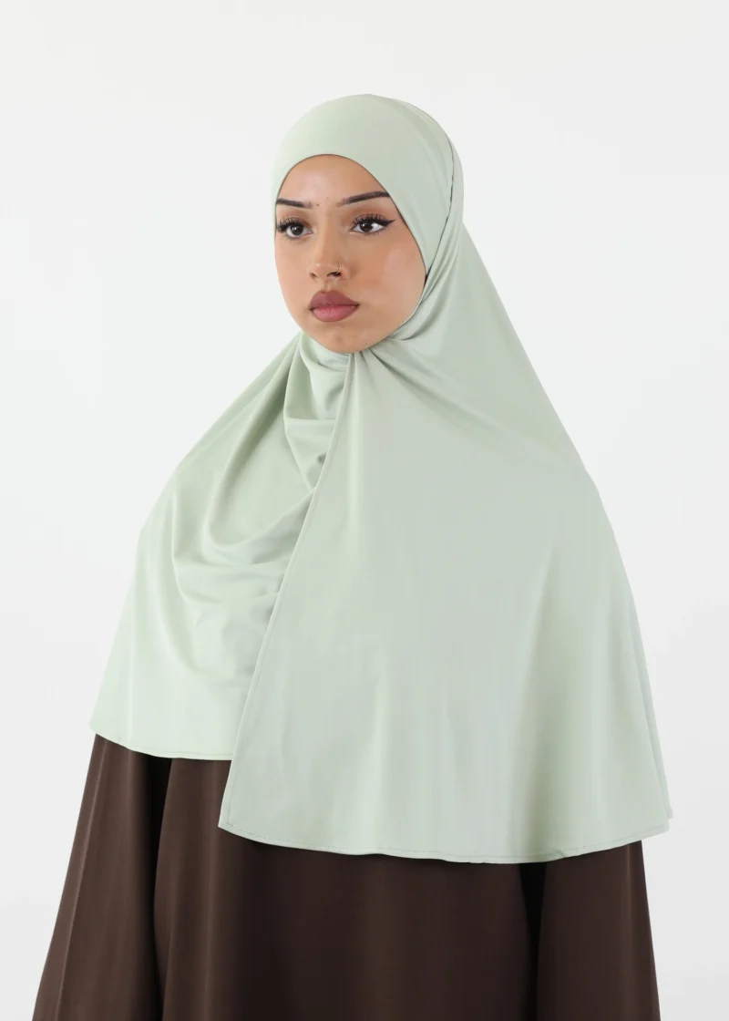 Premium Oval Instant Hijab Water Green - Image 3