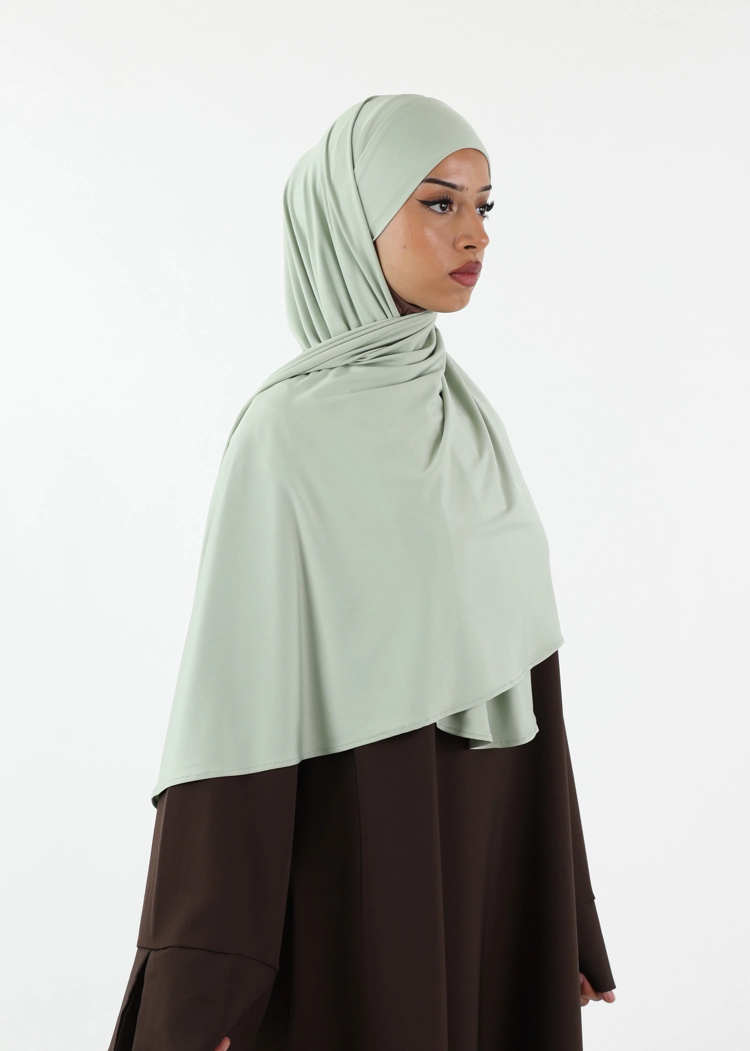 Premium Oval Instant Hijab Water Green