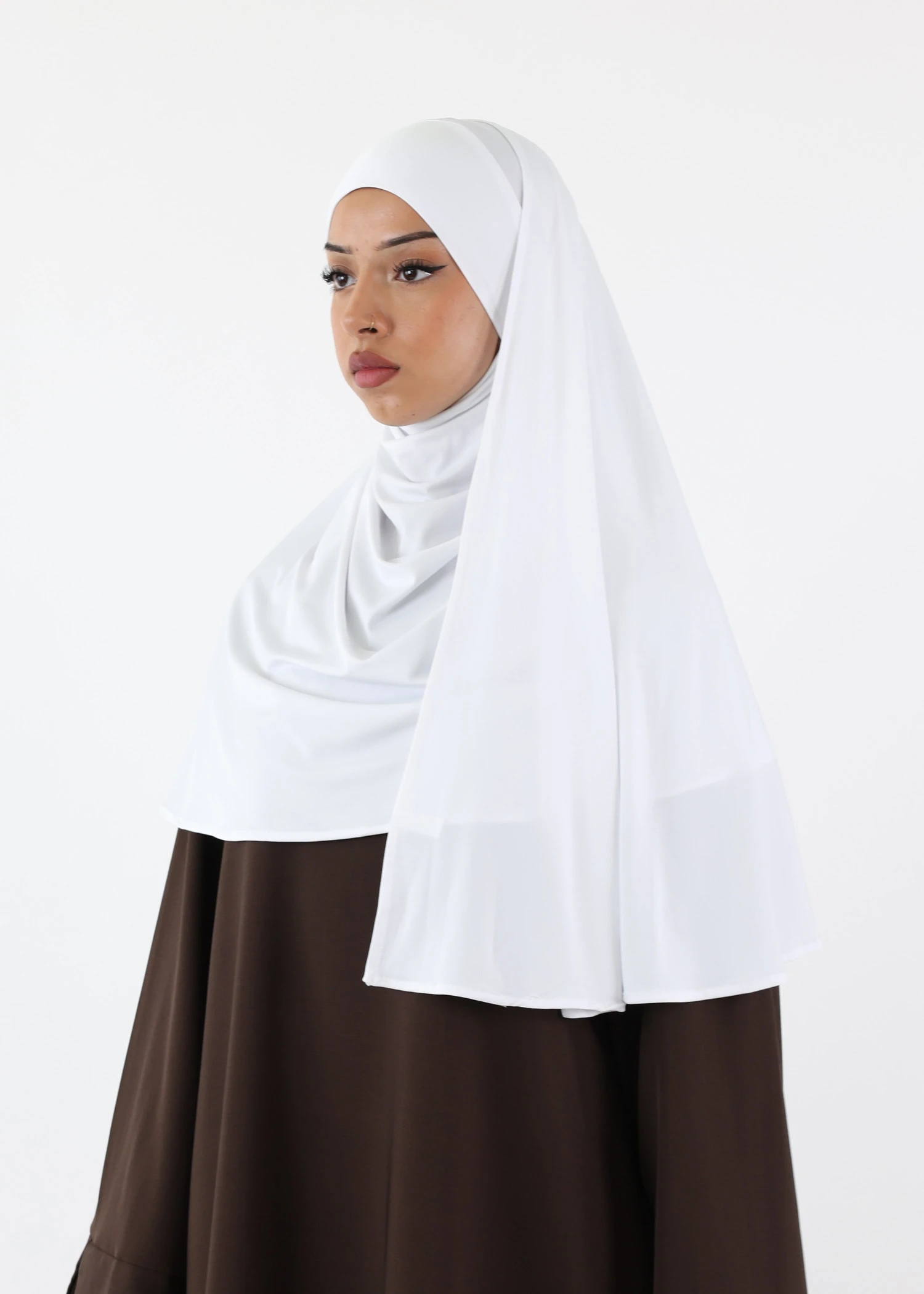 Premium Oval Instant Hijab White