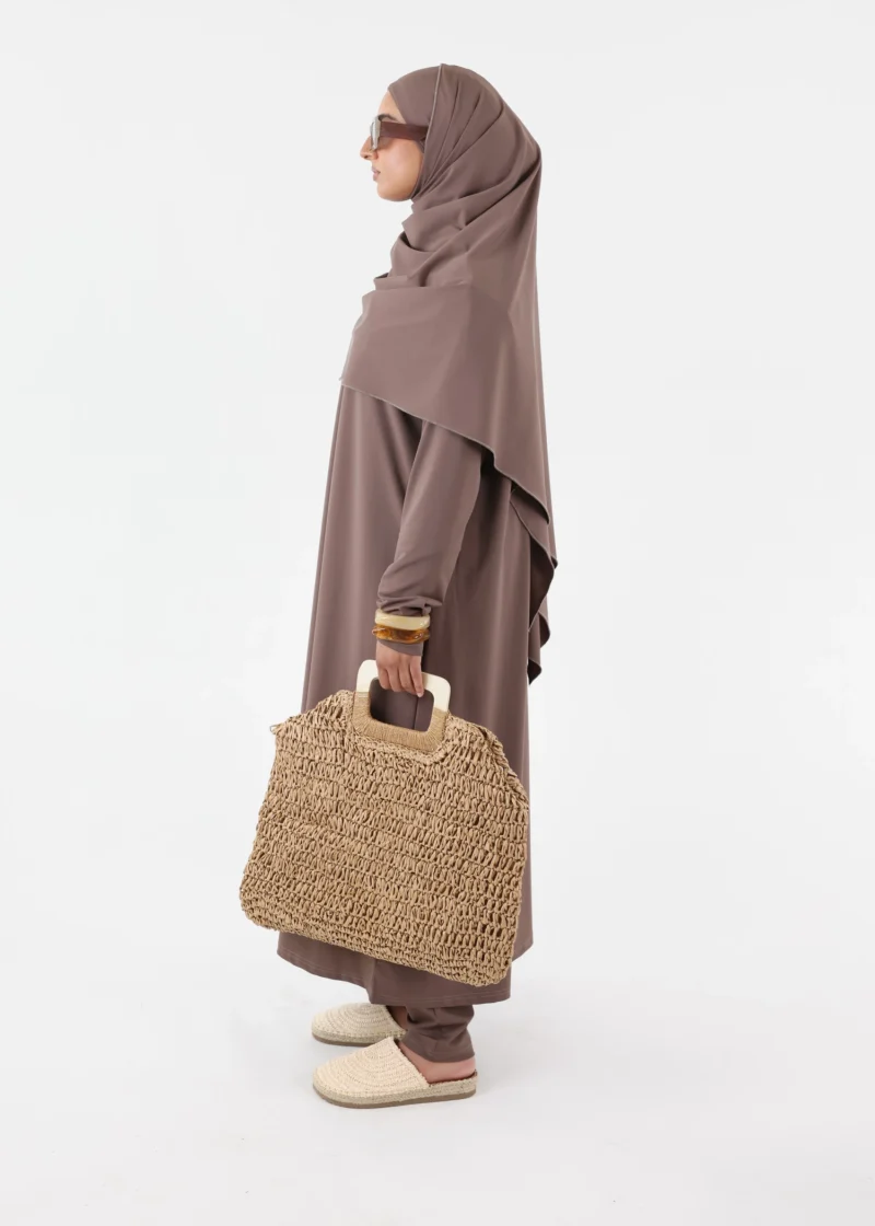 Burkini Ina 5 Pieces Set Muslim Swimsuit Dark Taupe - Image 10