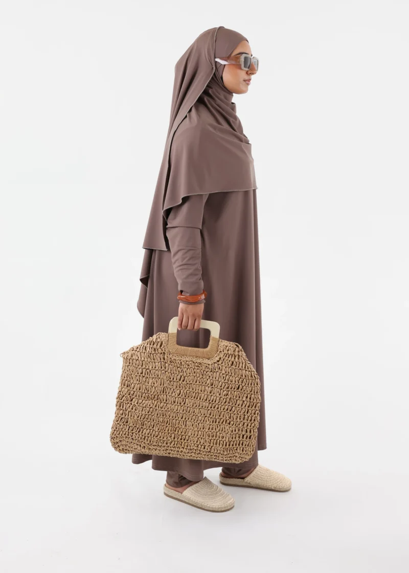 Burkini Ina 5 Pieces Set Muslim Swimsuit Dark Taupe - Image 7