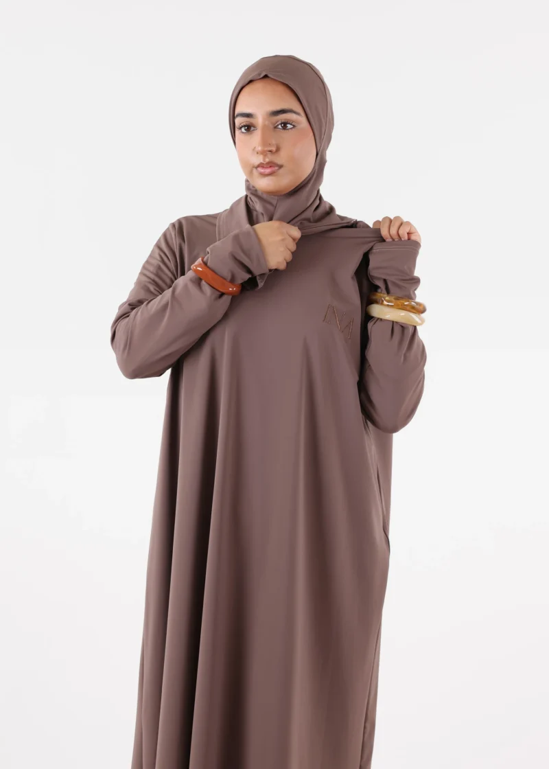 Burkini Ina 5 Pieces Set Muslim Swimsuit Dark Taupe - Image 5