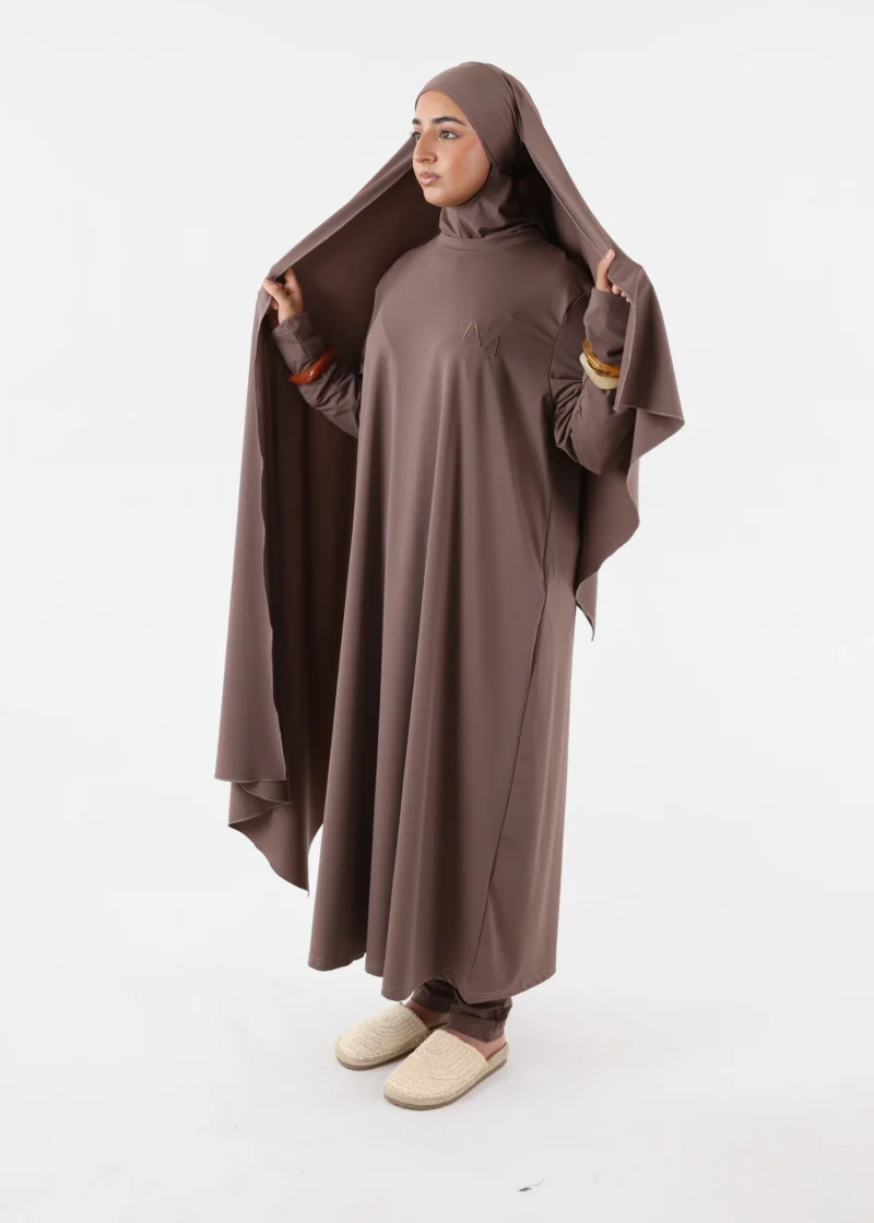 Burkini Ina 5 Pieces Set Muslim Swimsuit Dark Taupe - Image 3