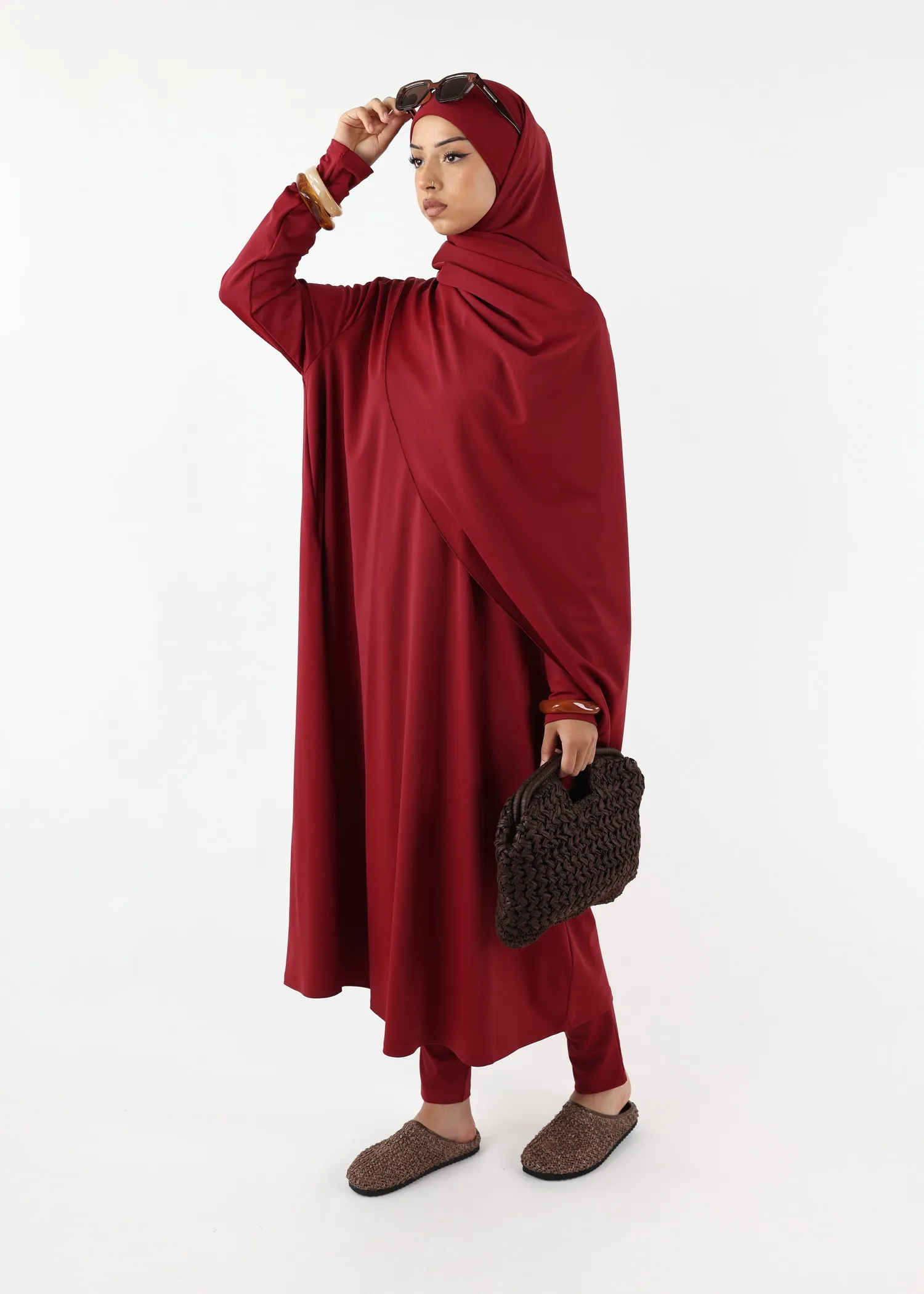 Burkini Ina 5 Pieces Set Muslim Swimsuit Burgundy