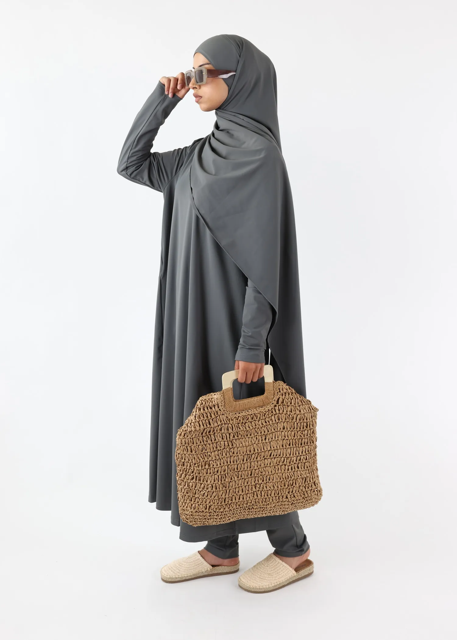 Burkini Ina 5 Pieces Set Muslim Swimsuit Grey