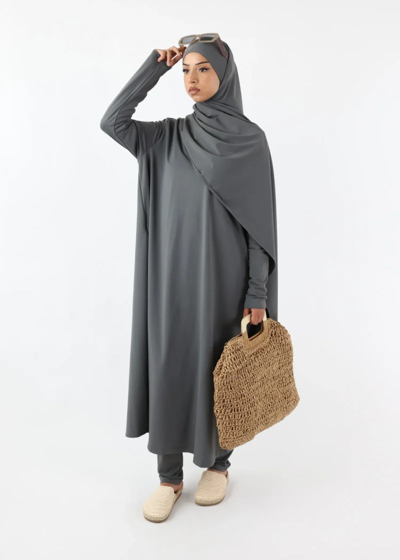 Alternative view of Burkini Ina 5 Pieces Set Muslim Swimsuit Grey