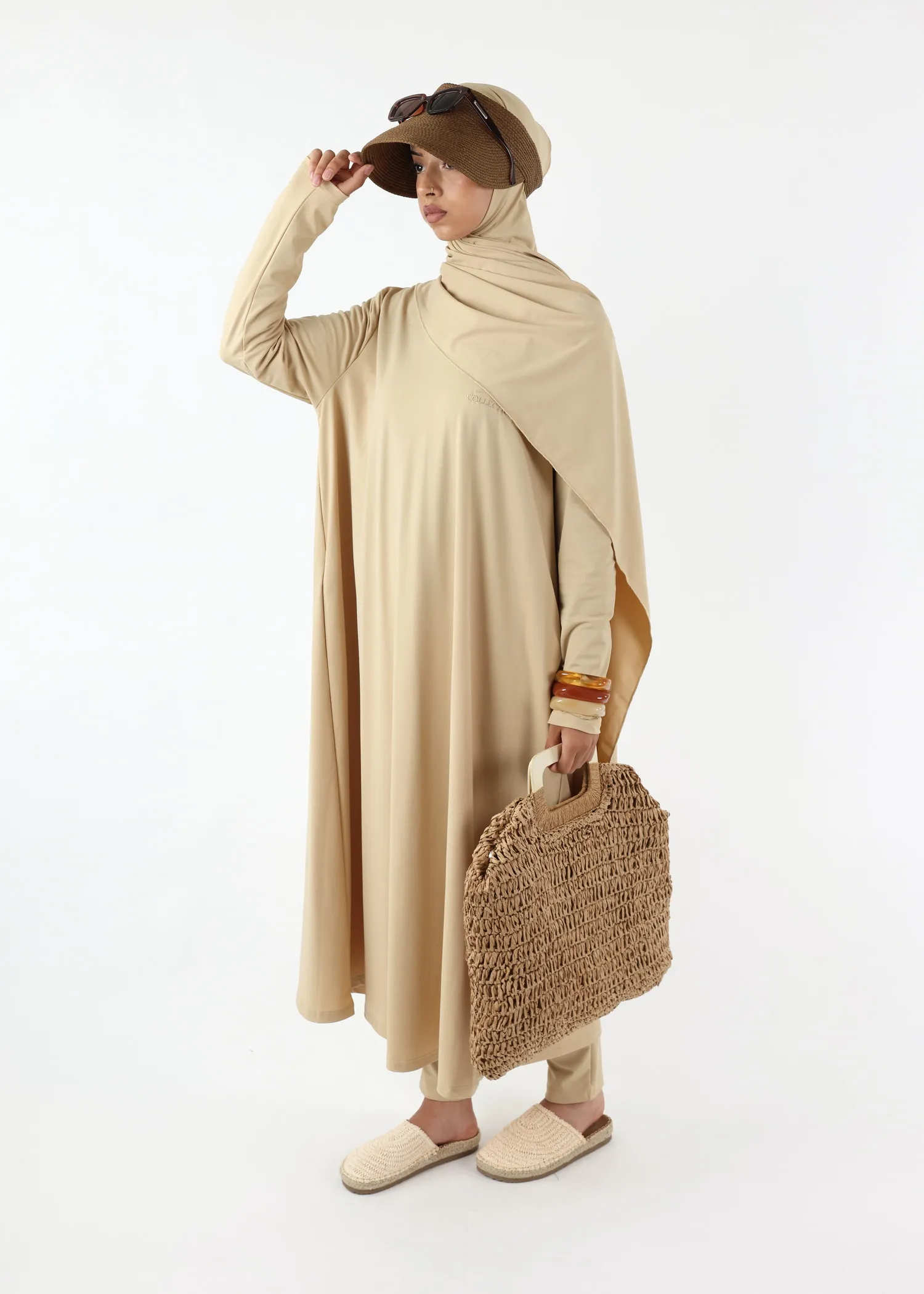 Burkini Ina 5 Pieces Set Muslim Swimsuit Cream