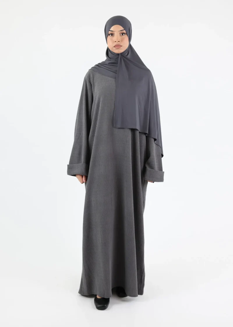 Classic Corduroy Abaya - Grey