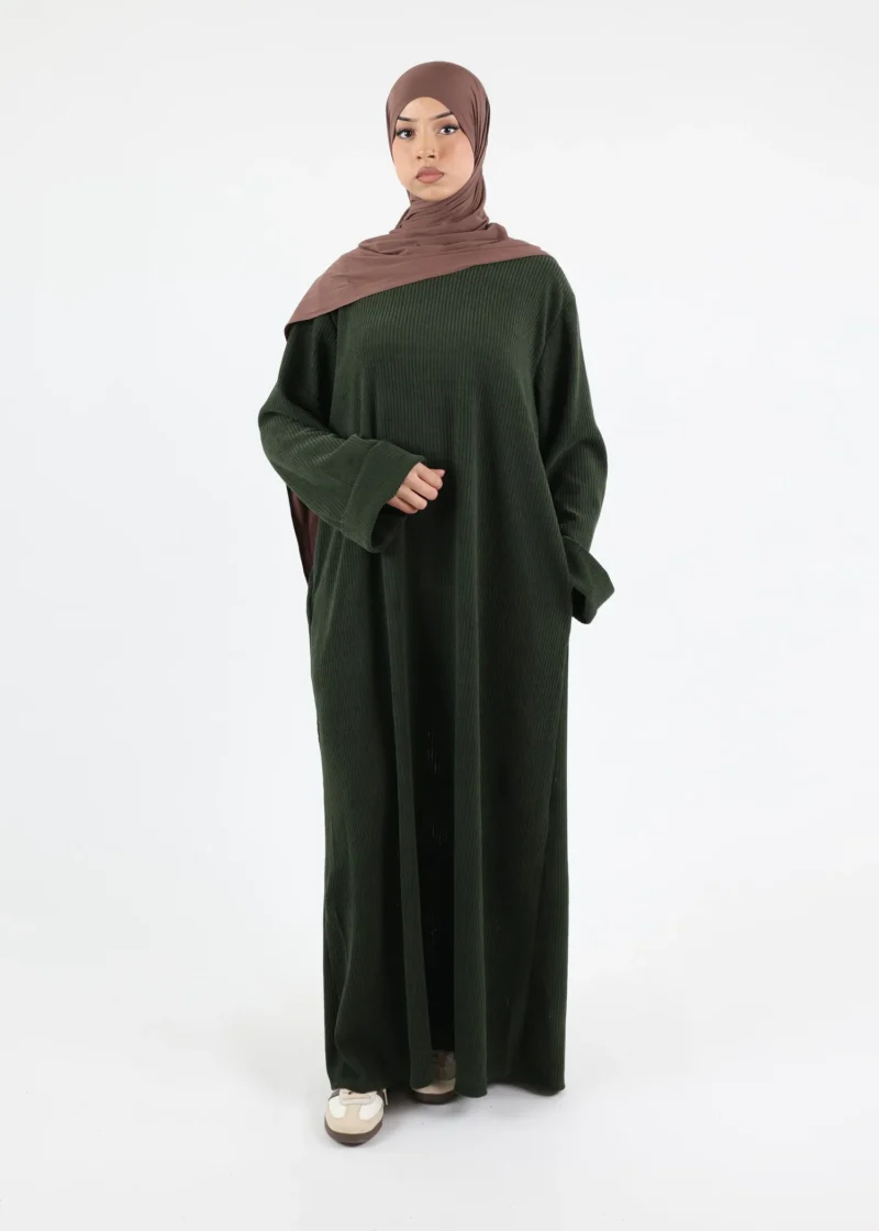 Classic Corduroy Abaya - Khaki