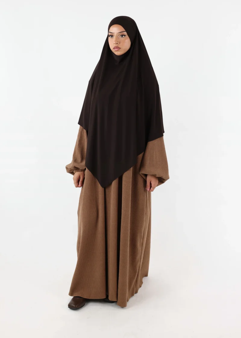 Puff Sleeves Winter Abaya Camel - Image 7