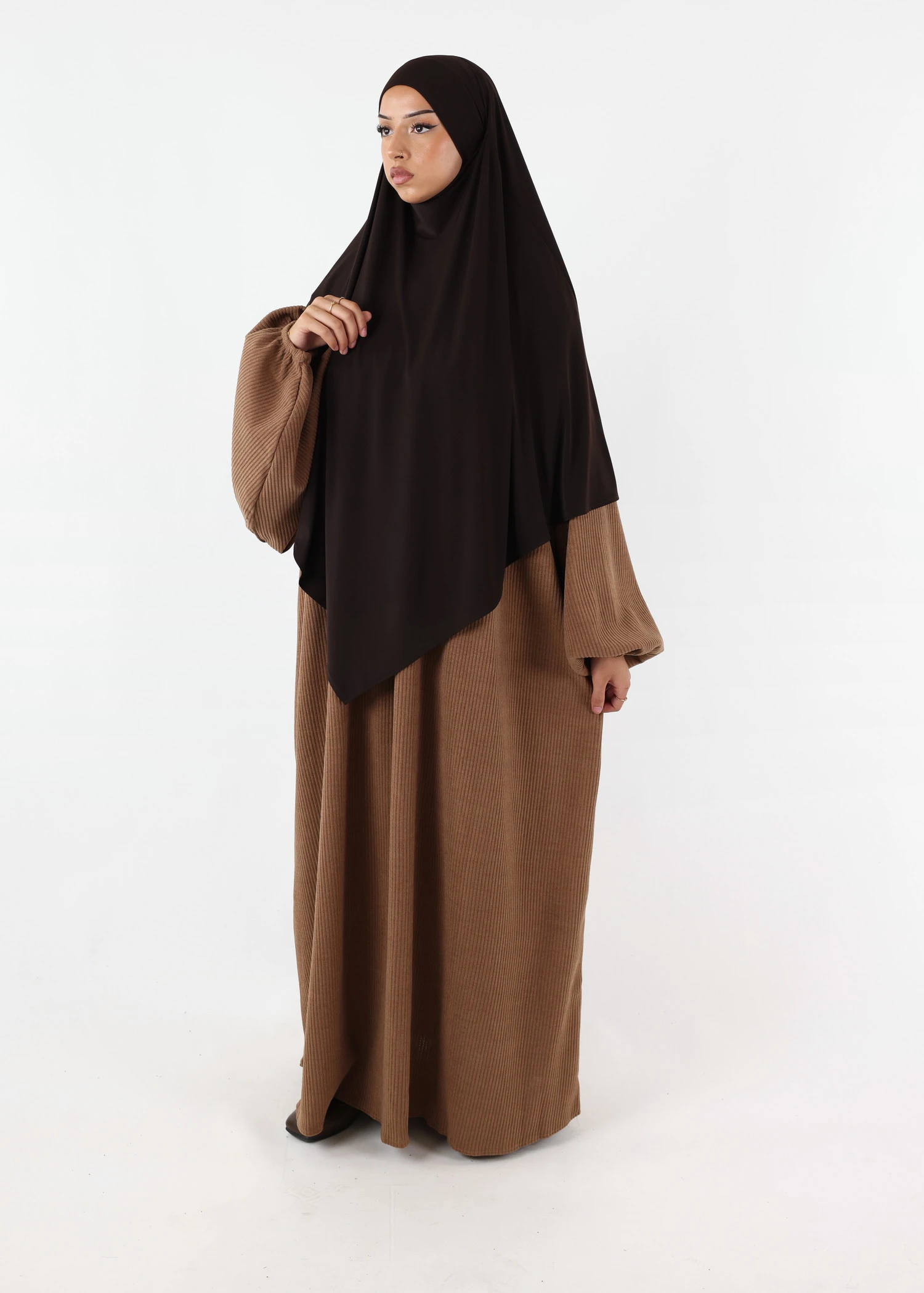 Puff Sleeves Winter Abaya Camel
