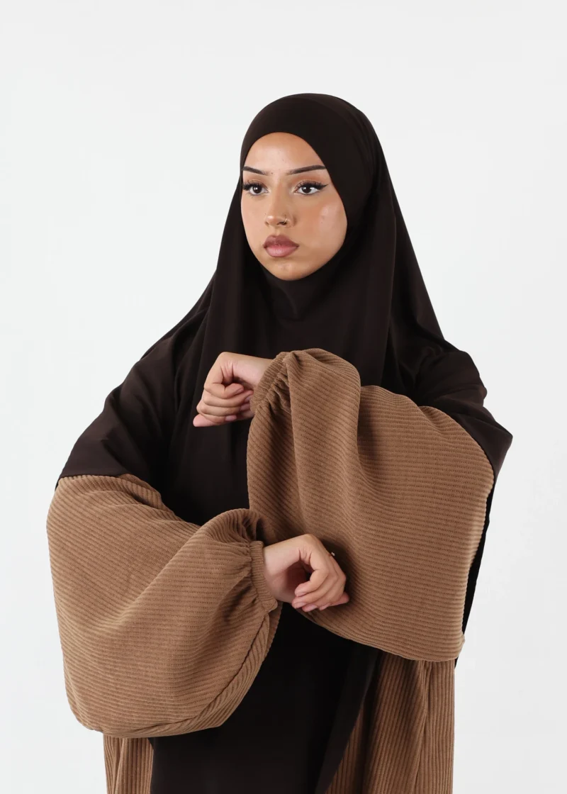 Puff Sleeves Winter Abaya Camel - Image 4