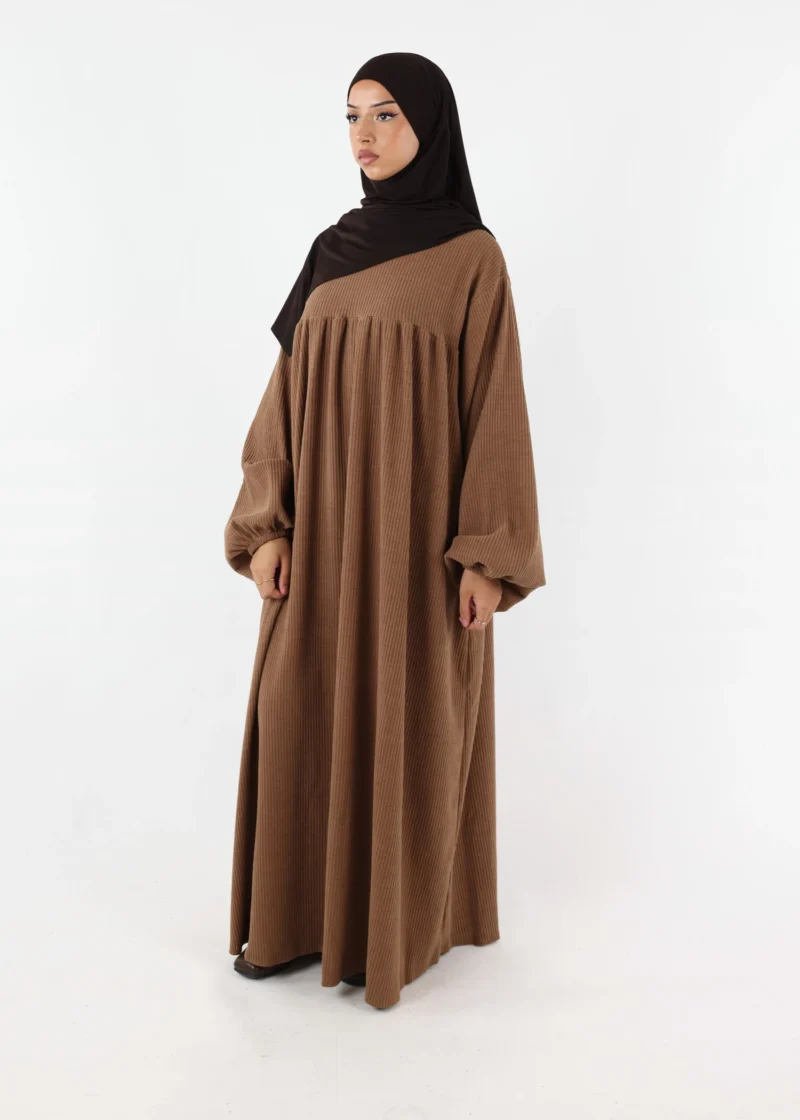Puff Sleeves Winter Abaya Camel - Image 3