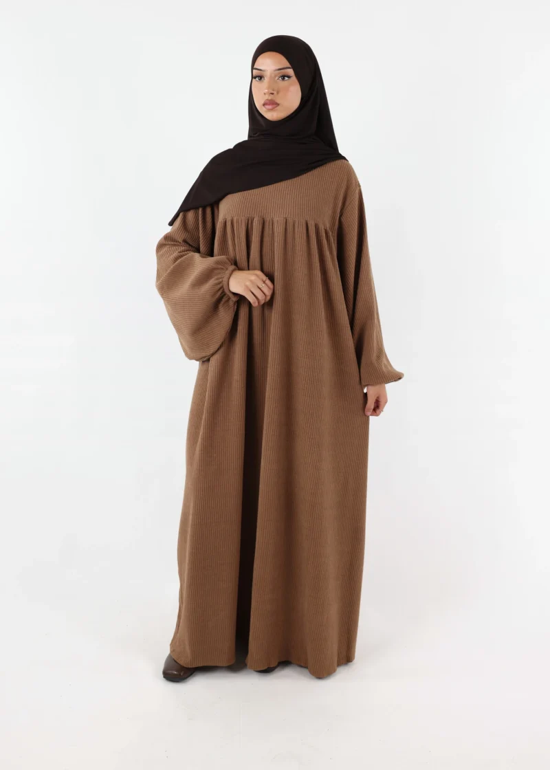 Alternative view of Puff Sleeves Winter Abaya Camel
