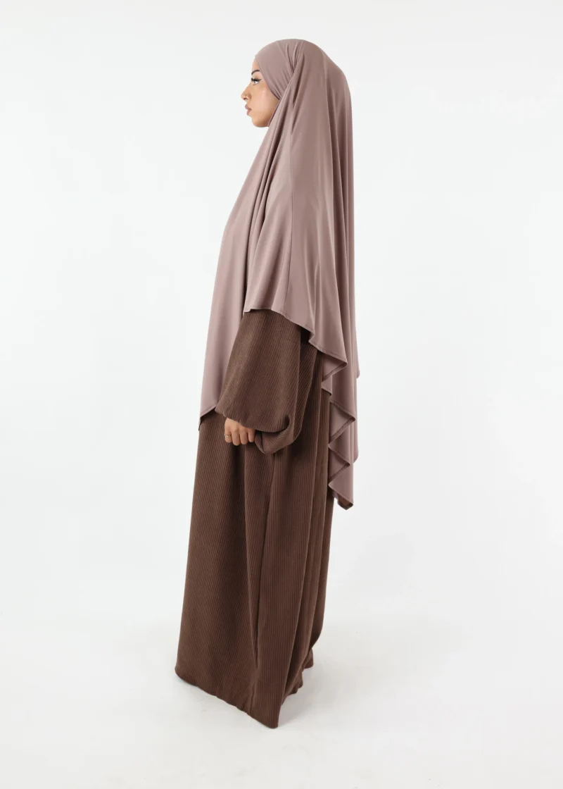 Puff Sleeves Winter Abaya Mocha - Image 3