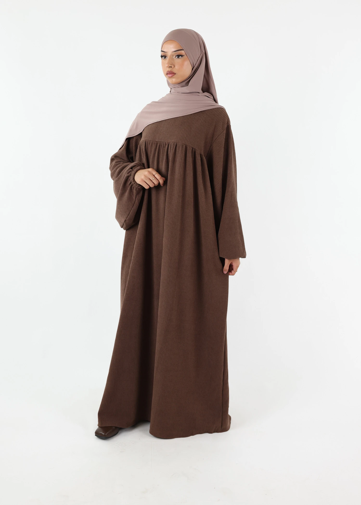 Puff Sleeves Winter Abaya Mocha