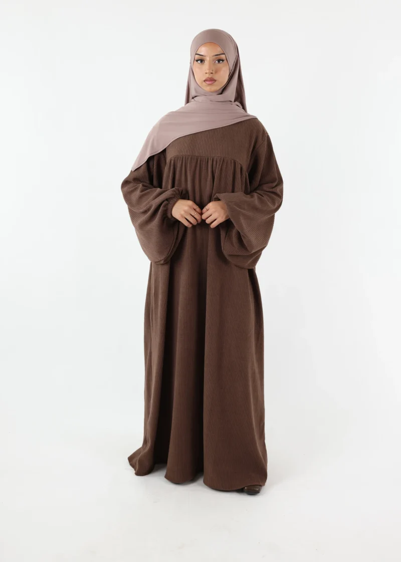 Alternative view of Puff Sleeves Winter Abaya Mocha