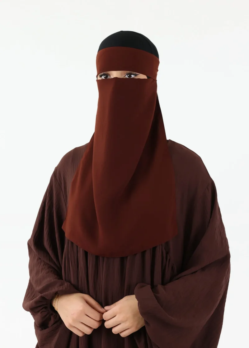 Alternative view of Full Niqab Premium Chiffon Brown