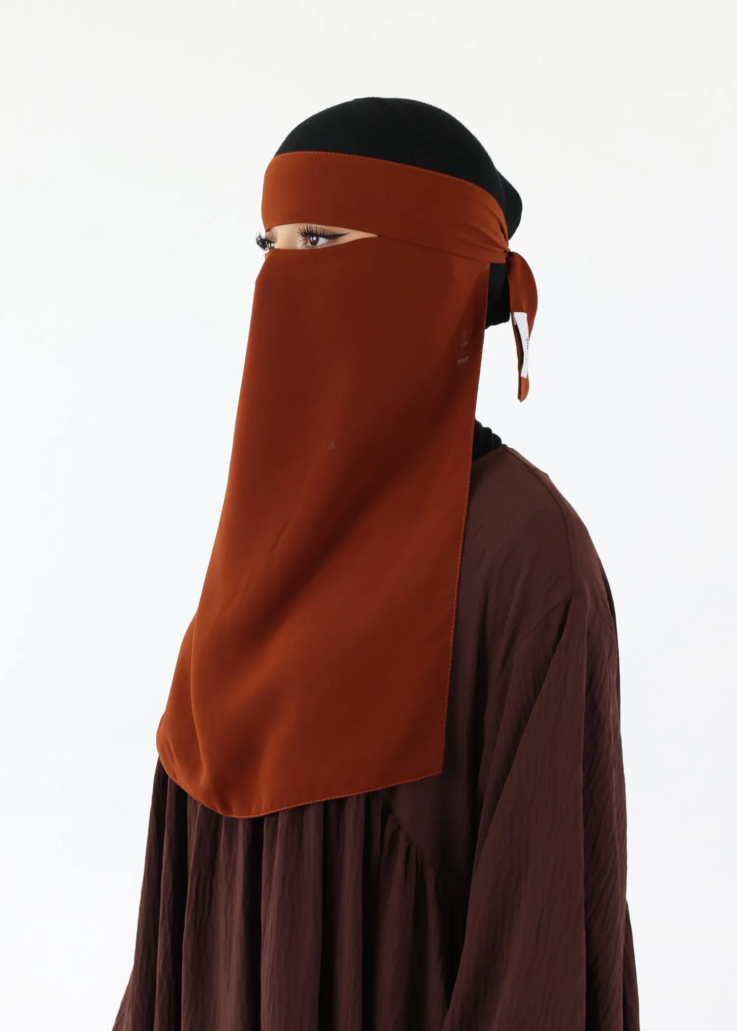 Full Niqab Premium Chiffon Dark Caramel