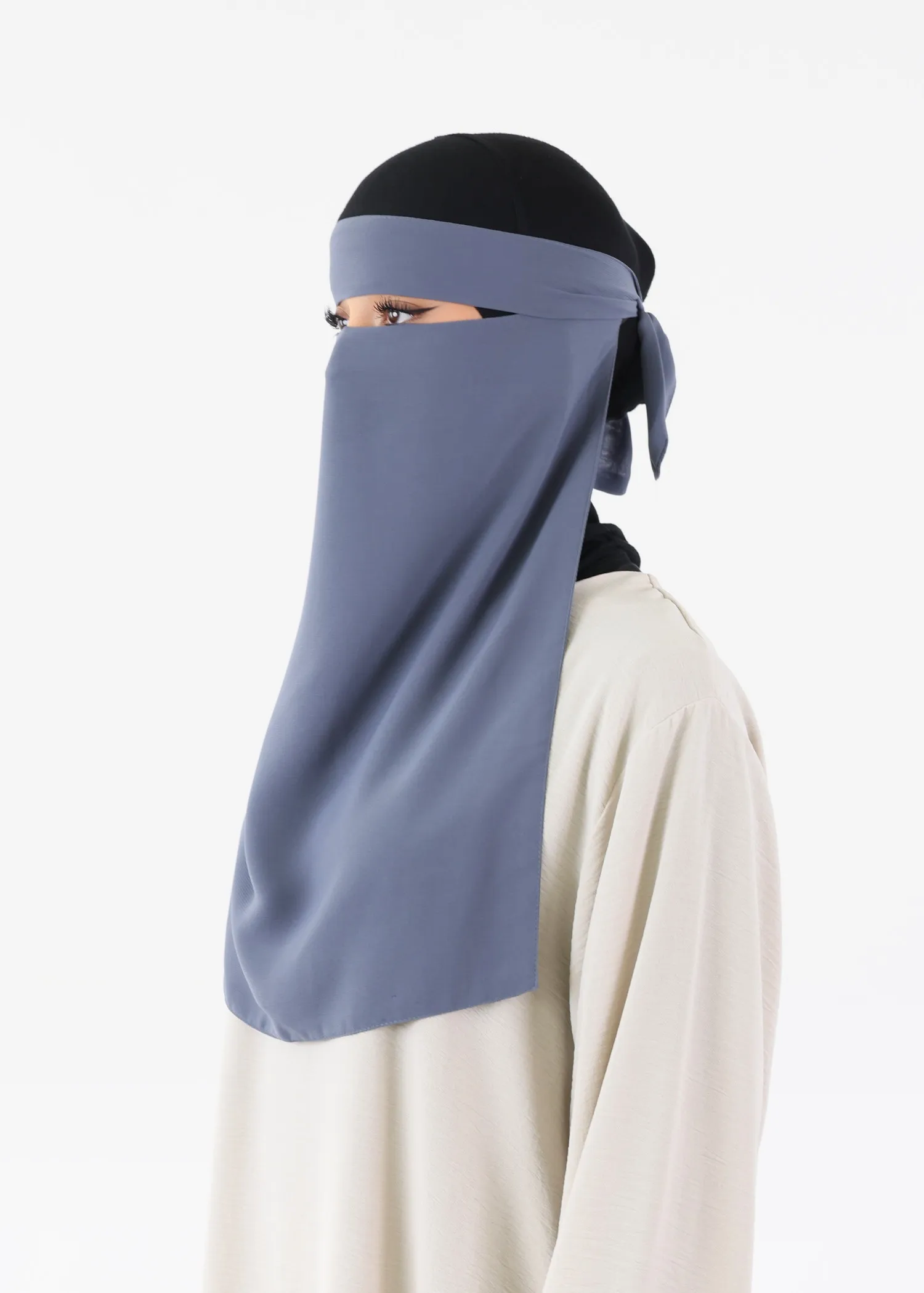 Full Niqab Premium Chiffon Grey