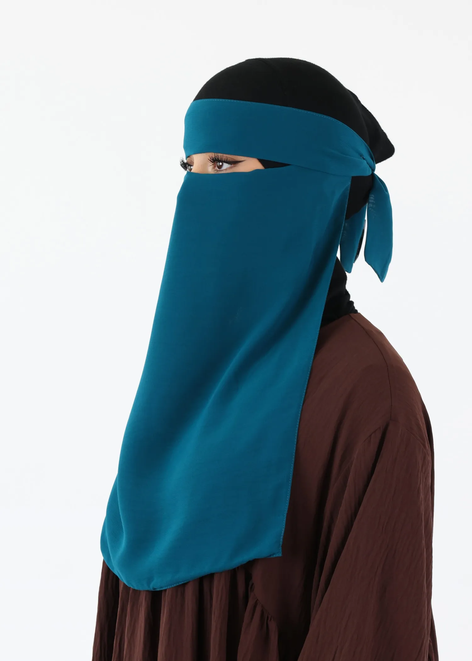Full Niqab Premium Chiffon Teal