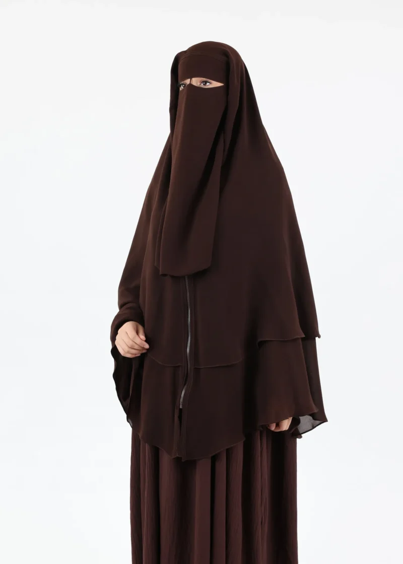 Niqab and Khimar Set Sutra - Coffee